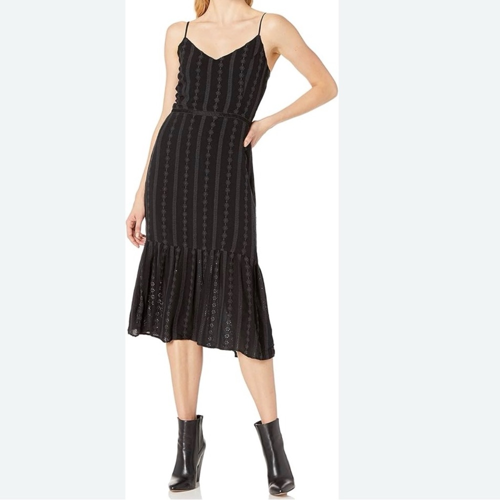 JACK BY BB DAKOTA You Thread My Mind Crepe Eyelet Midi Black Dress